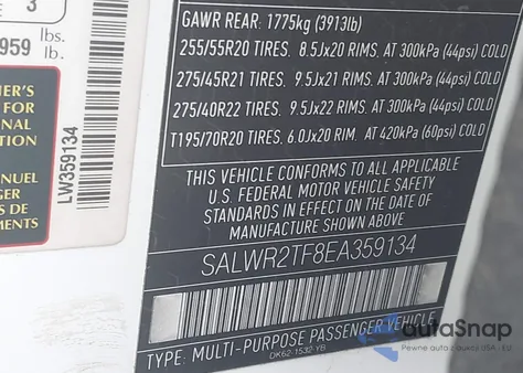 2014 Land Rover Range Rover Sport 5.0L V8 Supercharged z USA, uszkodzony, nr VIN SALWR2TF8EA359134